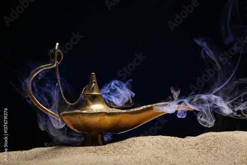 Lamp of Aladdin with fume a...