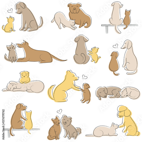 Dog and cat together the best friends
