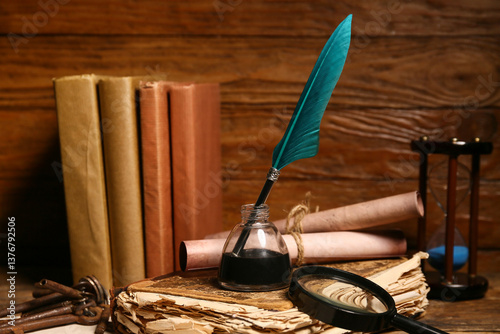 Old books with nib pen, ink...