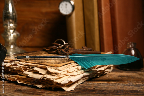 Old book with nib pen and k...