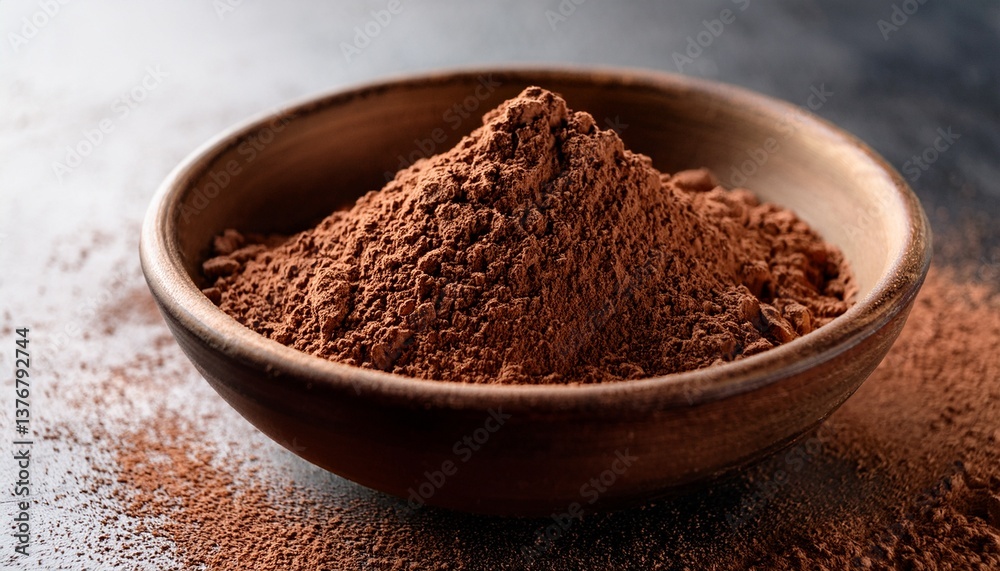 close up horizontal image of a bowl of raw cocoa powder close up horizontal image of a bowl of raw cocoa powder