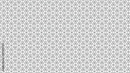 Seamless Geometric Pattern with Hexagonal and Circular Elements – Modern Abstract Line Art Background, Black and White Digital Design, Decorative Minimalist Symmetric Texture for Wallpaper, Textile