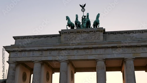 germany capital berlin city center buildings brandenburg gate dom and reichstag with german and europaian union flag