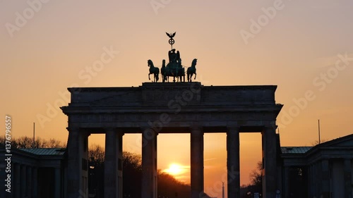 germany capital berlin city center buildings brandenburg gate dom and reichstag with german and europaian union flag