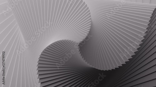 Minimal white repeating triangle in slow looped rotation. Abstract background in gray color. Modern background for business, event, party, carnival, celebration, anniversary or other. 3D rendering.