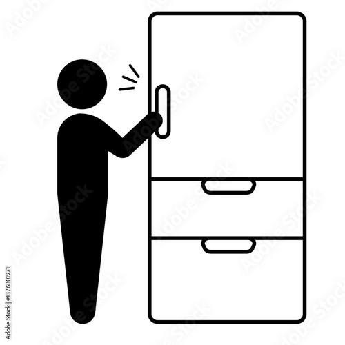冷蔵庫を開け閉めする人のピクトグラム
