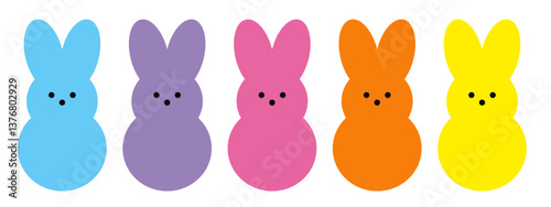 Colorful Marshmallow Bunnies Vector, Easter Candy Design