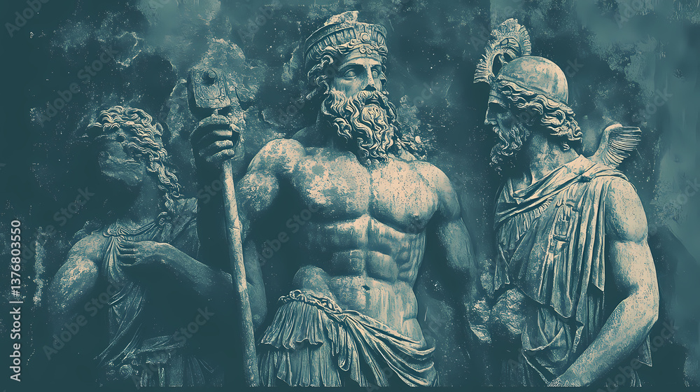 The bas-relief on the funerary stele of thasos in ancient greece. Ritual Slab. Illustration