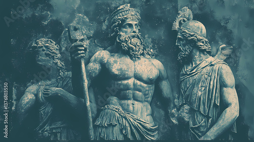 The bas-relief on the funerary stele of thasos in ancient greece. Ritual Slab. Illustration photo