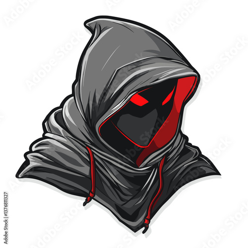 Unique esports vector logo featuring a shadow assassin character in side view, ideal for gaming teams and tournaments