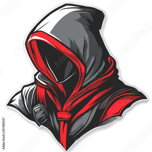 Vector logo representing a shadow assassin for esports branding featuring bold design elements and vibrant colors
