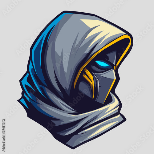 Esports vector logo featuring a side view of a shadow assassin with a modern design