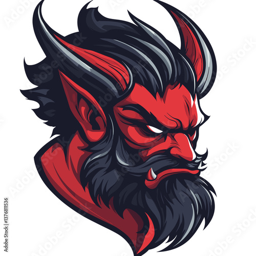 Wallpaper Mural Detailed esports vector logo featuring a side view of a demonic oni warrior with striking colors and fierce expression Torontodigital.ca