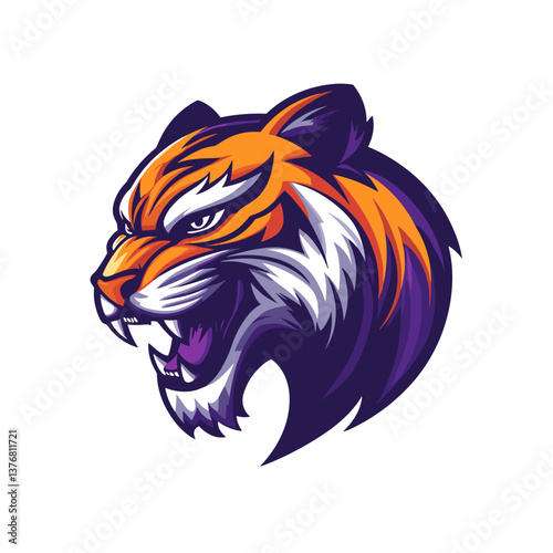Wallpaper Mural Aggressive tiger vector logo for esports branding and identity design featuring side view with dynamic colors Torontodigital.ca