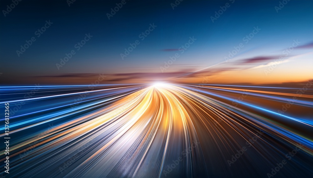 abstract light trails with metallic surface in dynamic perspective abstract light trails with metallic surface in dynamic perspective