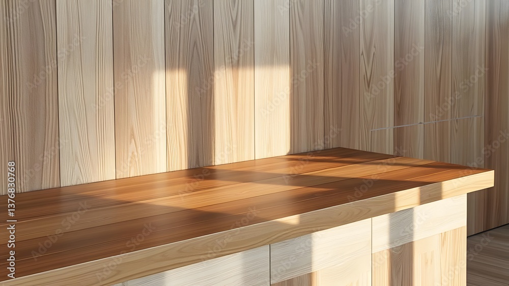 Fototapeta premium Elegant Wooden Podium for Organic Beauty Products: Creating an Ethereal and Cozy Showcase with Subtle Walnut Tones and Soft Lighting