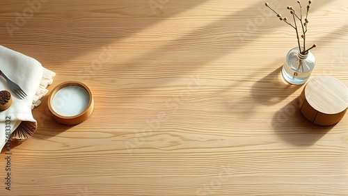 Elegant Wooden Podium for Beauty Product Showcase: Artistic Macro Beauty Shot