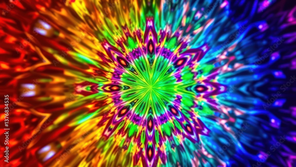 Abstract Colorful Kaleidoscope Pattern with Radiant Light and Visual Harmony Abstract Colorful Kaleidoscope Pattern with Radiant Light and Visual Harmony