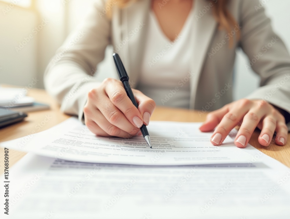 Close-up of a woman signing a real estate contract with a house key nearby, watercolor art, soft tones, great for finance or ownership imagery. Close-up of a woman signing a real estate contract with a house key nearby, watercolor art, soft tones, great for finance or ownership imagery.