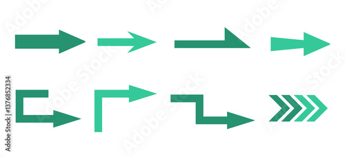 シンプルなグリーンの矢印セット
