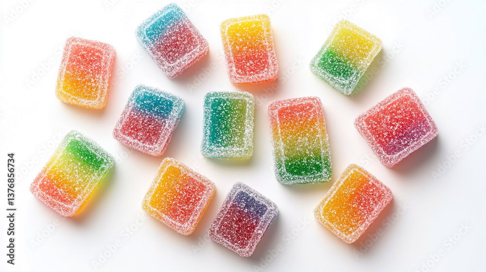 Colorful gummy candies arranged in an artistic way showcasing various vibrant flavors and textures Colorful gummy candies arranged in an artistic way showcasing various vibrant flavors and textures