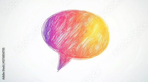 Colorful speech bubble design featuring vibrant gradients in a playful artistic style evokes creativity and communication