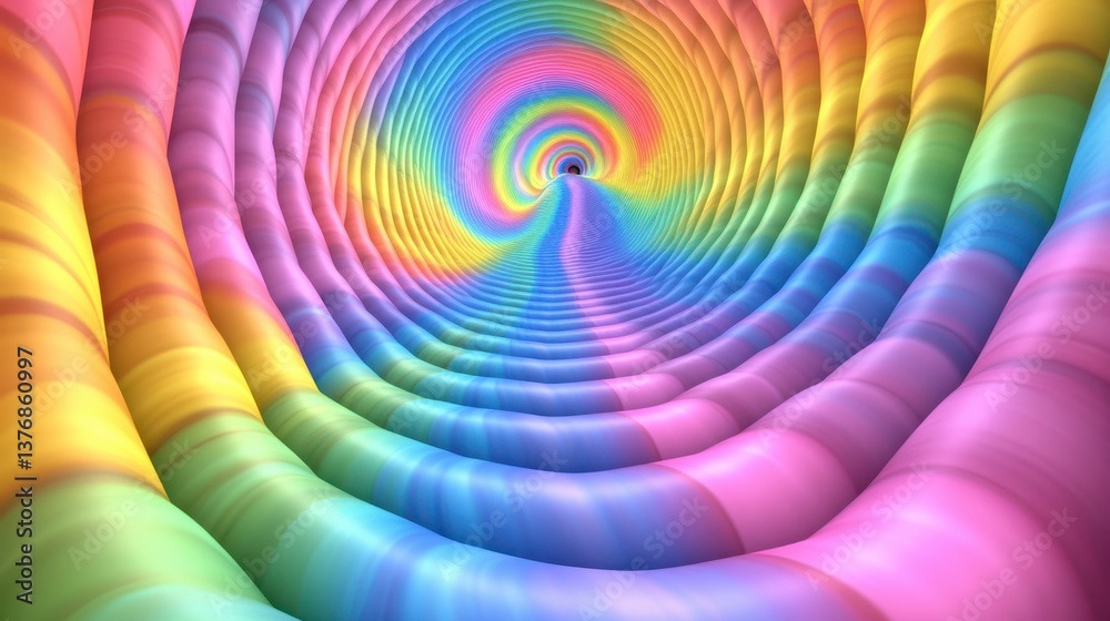 Obraz premium Rainbow tunnel, abstract swirl, vibrant colors, psychedelic background, design
