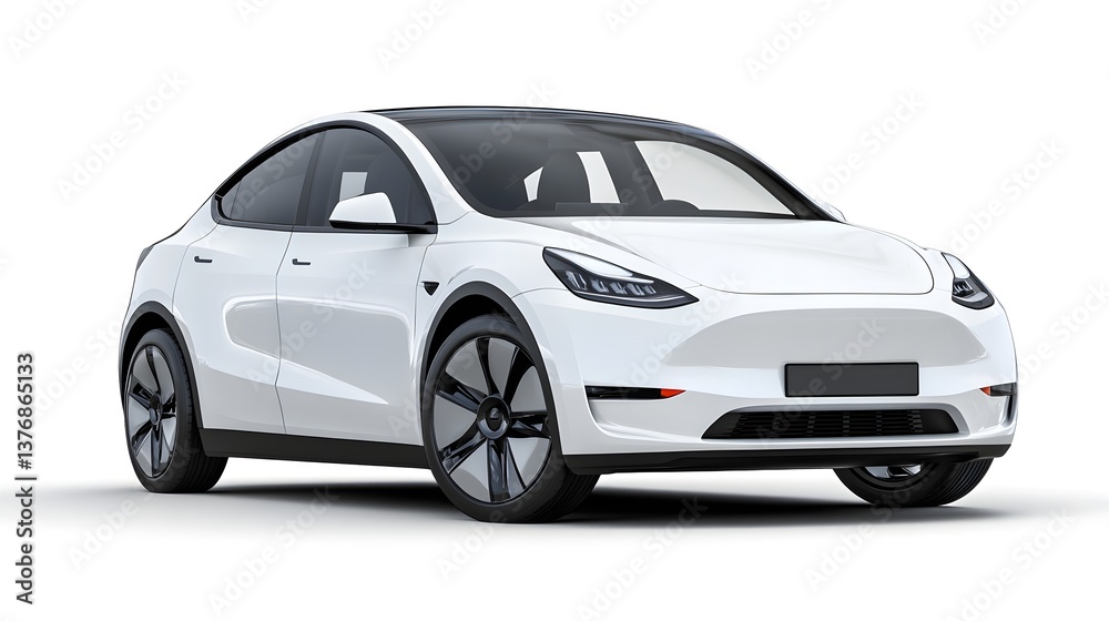 A sleek white electric SUV is shown against a plain white background, perfect for automotive advertising or editorial use. A sleek white electric SUV is shown against a plain white background, perfect for automotive advertising or editorial use.