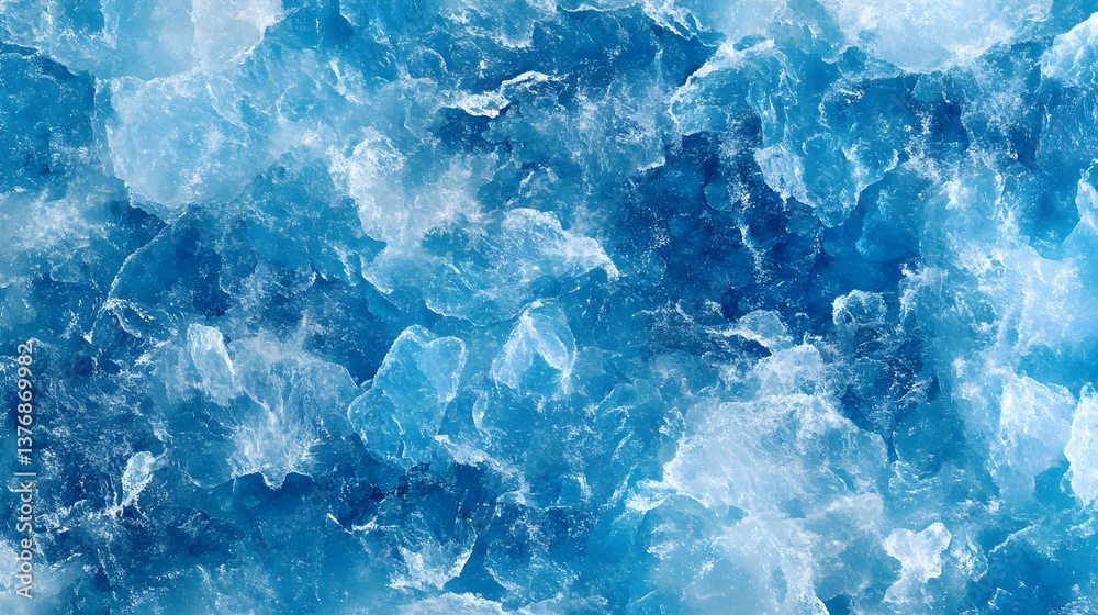 A stunning close-up shot reveals a beautiful texture of vibrant blue ice crystals forming a captivating background.