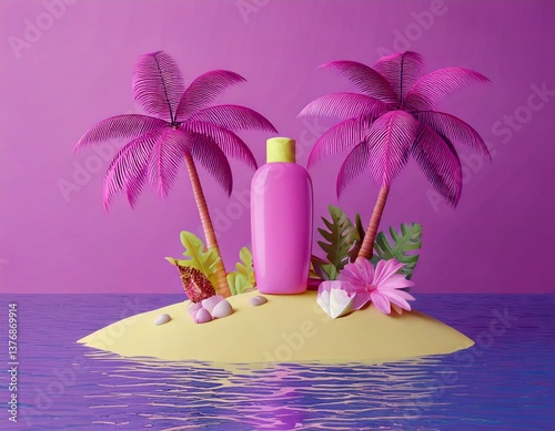 illustration of a bottle of suntan cream lotion 