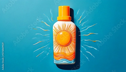illustration of a bottle of suntan cream lotion 