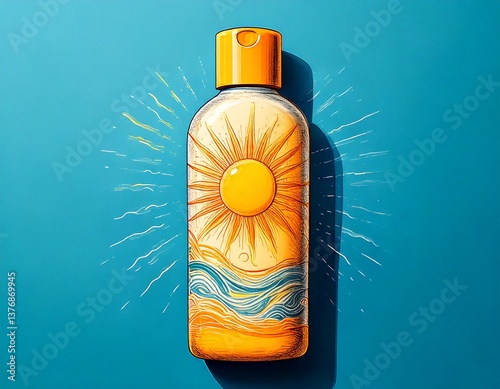 illustration of a bottle of suntan cream lotion 