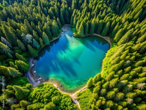 Aerial Heart Shaped Lake Drone Photography - Romantic Nature Landscape