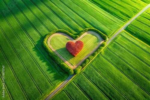 Aerial Heart Shape Field with a Large Bandaid - Drone Photography
