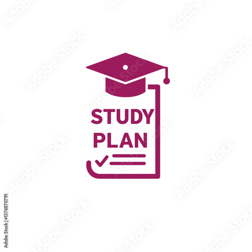 Icon of Study Plan Document with Graduation Cap Symbol  