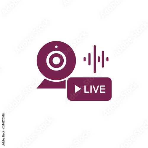 Vector Icon of Live Session with Webcam, Minimalist Style, Live Streaming & E-learning Concept for Online Platforms, Video Conferencing, UI Design