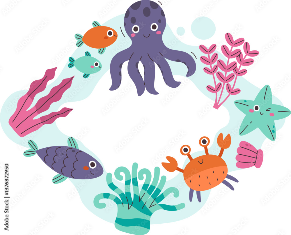 Fototapeta premium Playful Sea Life Frame