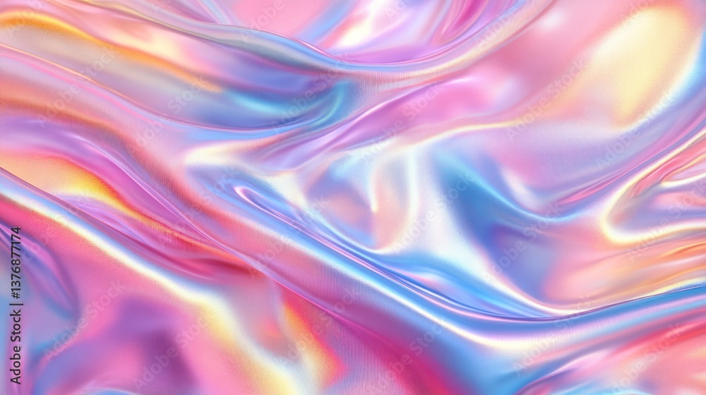 Abstract iridescent fabric folds, vibrant colors, soft light Abstract iridescent fabric folds, vibrant colors, soft light
