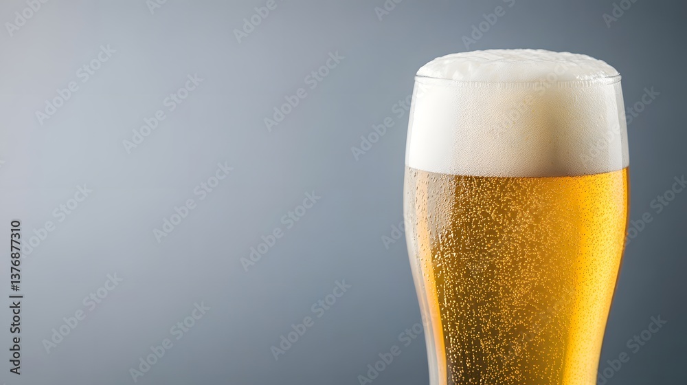 A refreshing glass of beer poured with golden lager captured in soft lighting for a relaxed drinking experience A refreshing glass of beer poured with golden lager captured in soft lighting for a relaxed drinking experience