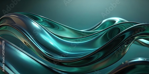 Abstract Teal Liquid Wave Background
