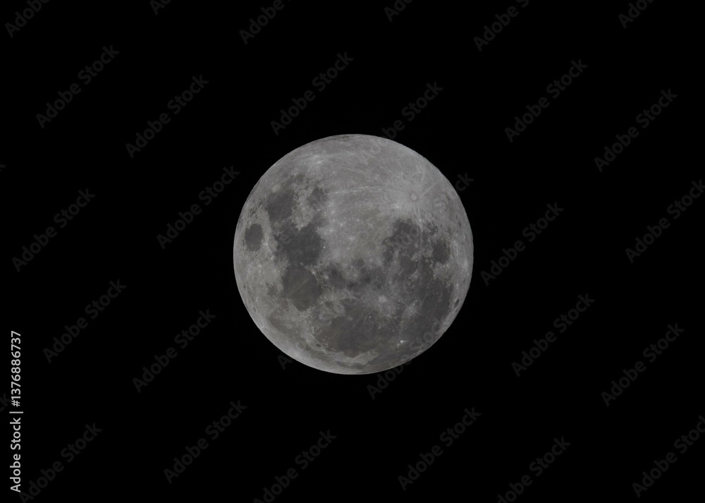 Bright Full Moon in the Night Sky Bright Full Moon in the Night Sky