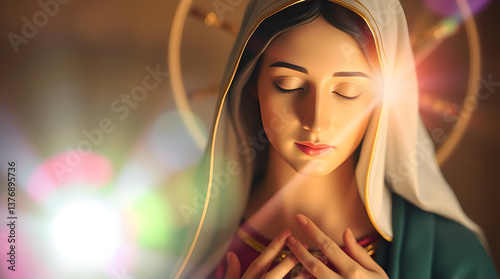 A Portrait of the Blessed Virgin Mary in Prayer, with a Halo of Light