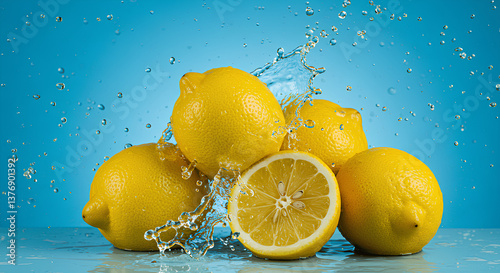 Fresh Lemons in Water Splash, Vibrant and Healthy
