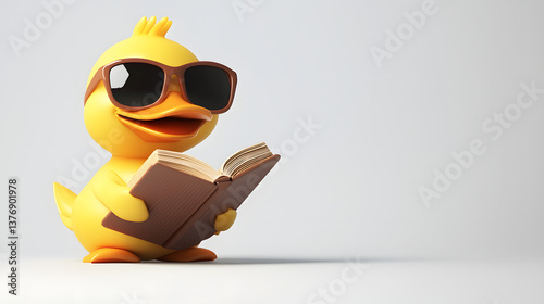 Cool Duck Reading a Book: Summer Fun and Leisure