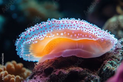 Jellyfish gliding through the vivid coral reef