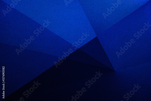 Obraz na płótnie Black dark cobalt blue abstract pattern background. Geometric shape. Line triangle angle fold polygon diamond 3D. Color gradient. Rough grain noise. Light shadow. Matte shimmer. w salonie