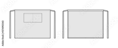 Waist Aprons technical fashion illustration. Chef uniform for cooking cartoon Flat sketch outline apparel template front, back view. Women, men unisex CAD mockup isolated on white background