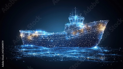 Digital Ship: A Futuristic Vessel Composed of Light and Data