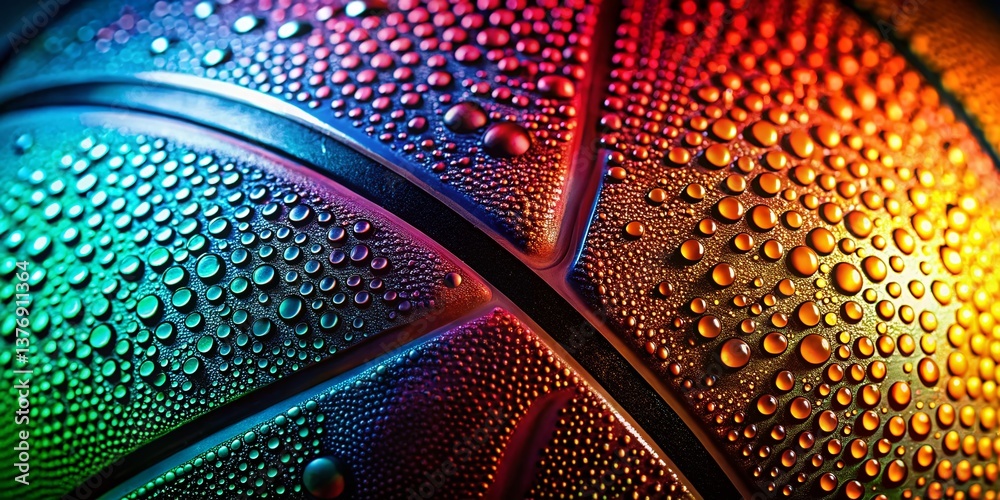 Close-up Water Droplet on Basketball, Vibrant Colors, Macro Photography, WNBA Wallpaper