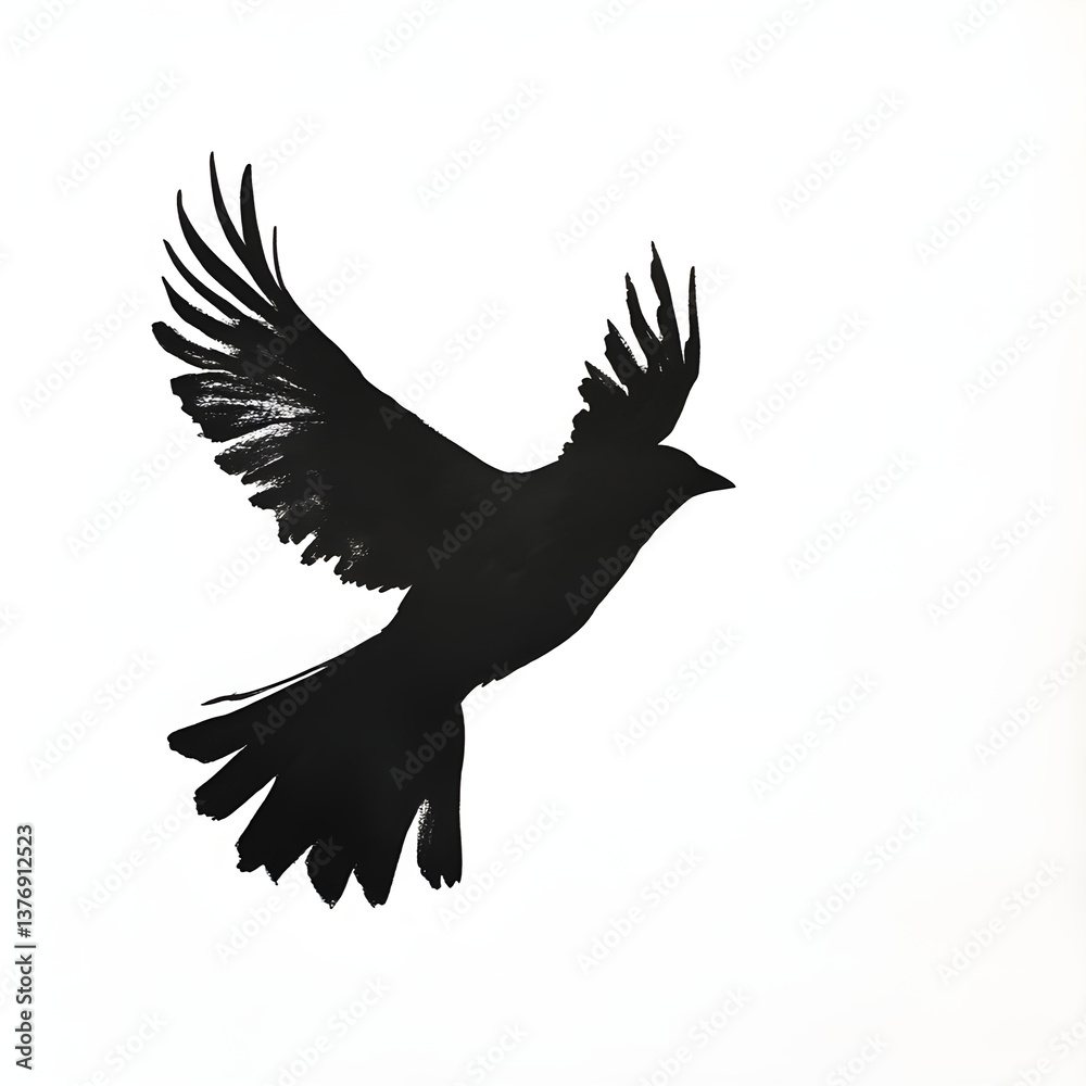 Fototapeta premium A simple, artistic drawing depicting a sparrow flying over the Sicilian coast on a black background.